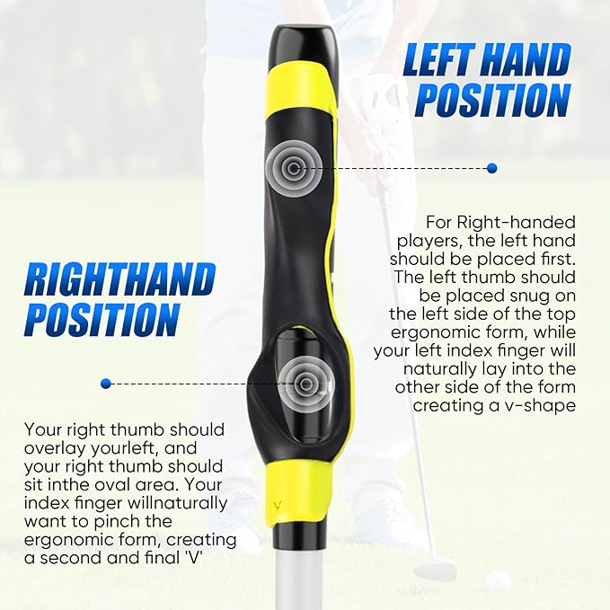 Golf Grip Trainer for Right & Left Hand, Swing Training Aid for Correct Hand Position, Anti-Slip Golf Grip Attachment, Muscle Memory Golf Practice Tool for Beginners & Pros