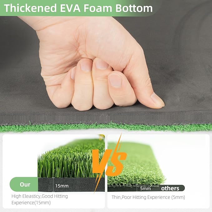 Golf Hitting Mat Indoor Outdoor, 5 * 4ft Thickened Golf Practice Mat with 3 Turfs for Backyard Swing,Driving Chipping Training