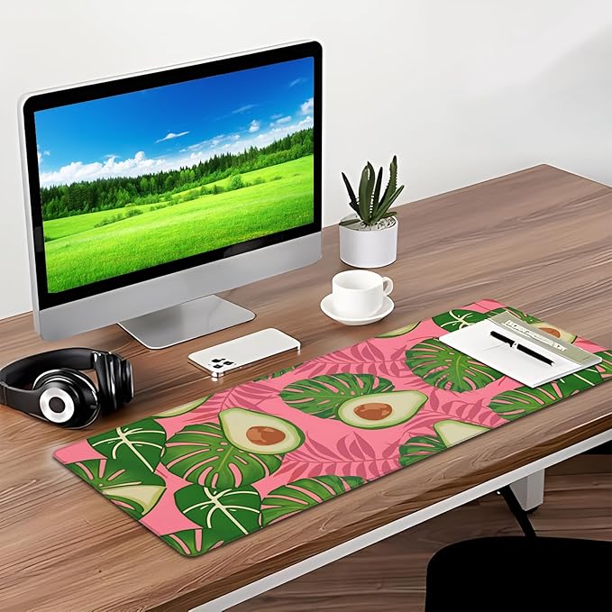 Avocado Gaming Mouse Pad, Desk Mat, Non-Slip Rubber Base Cool Aesthetic MousePads for Computer Laptop Keyboard Office School Home Desktop Accessories Decor 31.5" x 11.8"