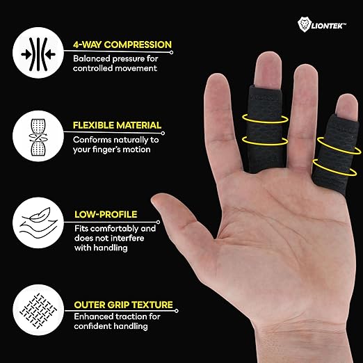 LIONTEK Single Flow Finger Sleeve V3 Pair — Joint Support & Compression for Activity, BJJ, Fitness, Volleyball, Basketball, and More