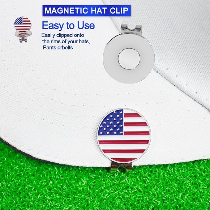 3 Pack or 6 Pack - Golf Hat Clips Magnetic Golf Ball Marker Holders for Golf Hats Caps Pants Gloves Bags Visors Belts Nickel-Plated Alloy Clips for Metal Golf Ball Markers (Ball Marker Not Included)