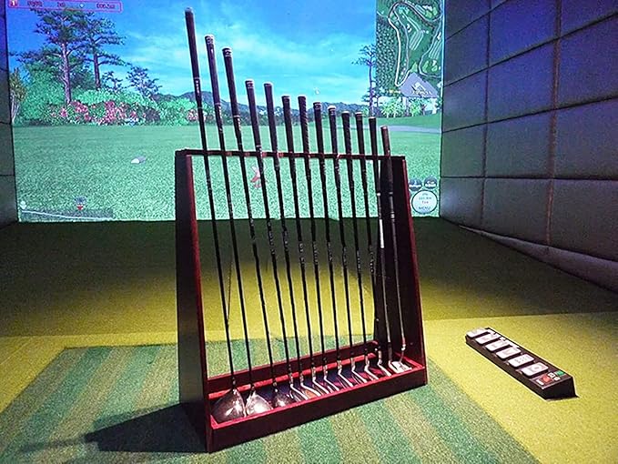 Large Capacity Golf Club Storage Rack, Holds 13 Golf Clubs, Free Standing Wooden Golf Equipment Display Stand, Garage Backyard Patio Corner