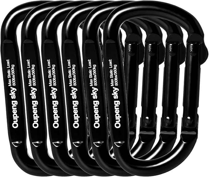 Carabiner Clip - Heavy Duty Carabiners Carabeaner D Ring Shape,Key Chain Clip Hook,Keychain Clip,Multipurpose for Camping, Hiking,Backpacking or Other Outdoor Activities.
