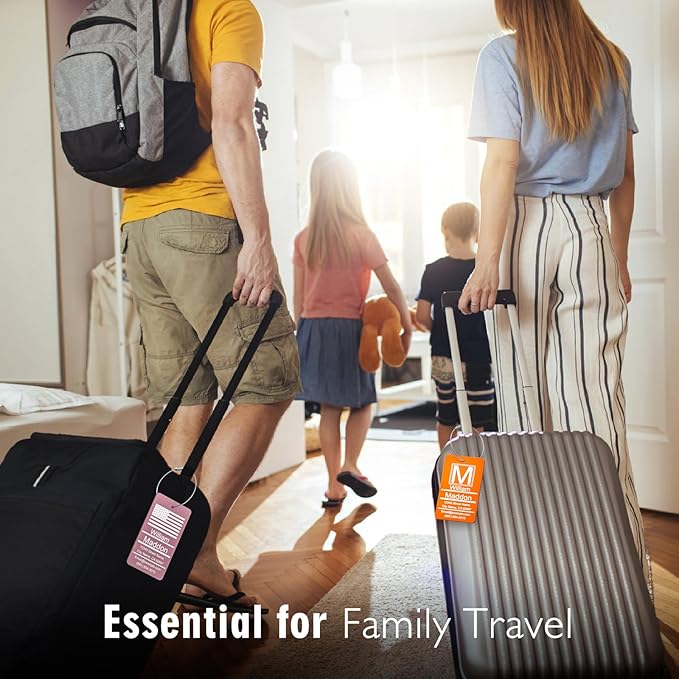 Luggage Tags for Suitcase - Personalized Engraved Metal Tag for Cruise Travel - Custom Name Tags Suitable for Bags and Backpacks Oranges No Underline (2x3.5 inch)
