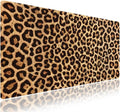 Wknoon. Extra Large Gaming & Office Mouse Pad (31.5" x 11.8") – Vintage Retro Leopard Print, Premium Anti-Slip XXL Desk Mat with Durable Stitched Edges