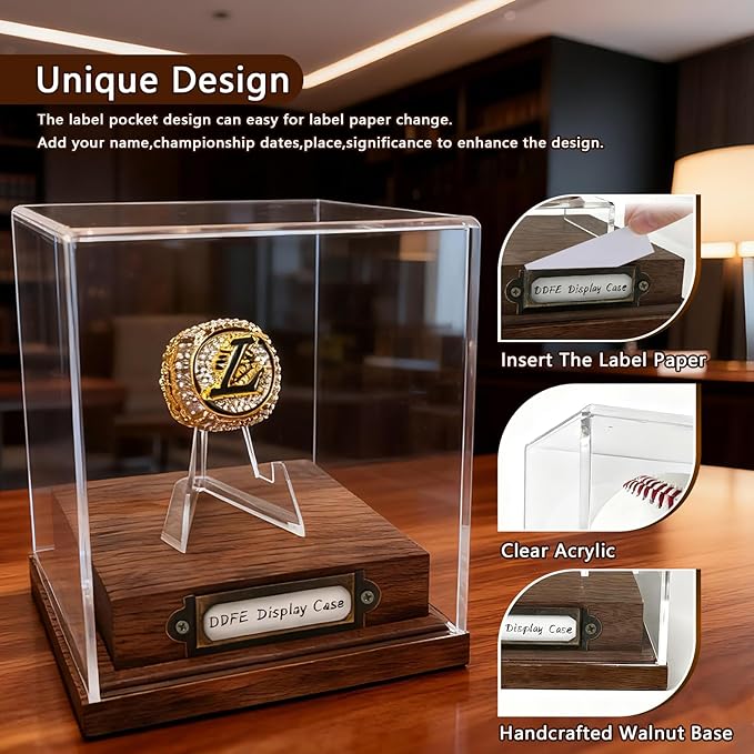 Championship Ring Display Case,Protected Clear Challenge Coin Holder for Sports Basketball Baseball Fan Souvenirs Coin Stand Holder,Display Box for Memorabilia,Ideal Gift for Men Women