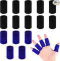 20 PCS Finger Sleeves Protectors, Sport Finger Sleeves Thumb Brace Support Finger Brace Elastic Thumb Sleeves for Relieving Pain Arthritis Trigger Finger (Black, royal blue)