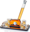 Golf Whiskey Decanter Set with 4 Golf Ball Shot Glasses, Unique Golf Gifts for Men Women, 750ml Golf Themed Liquor Dispenser, Golf Club Drink Dispenser for Bourbon, Scotch, Vodka, Tequila