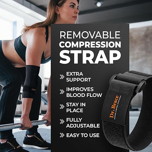 DR. BRACE® Elite Elbow Brace Support, Breathable Elbow Compression Sleeve with Gel Pad for Golfer's, Tennis Elbow & Tendonitis Treatment & Pain Relief 2024 (Black, Large)