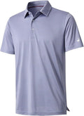 Mens Golf Shirt Moisture Wicking Dry Fit Performance Sport Short Sleeve Striped Golf Polo Shirts for Men