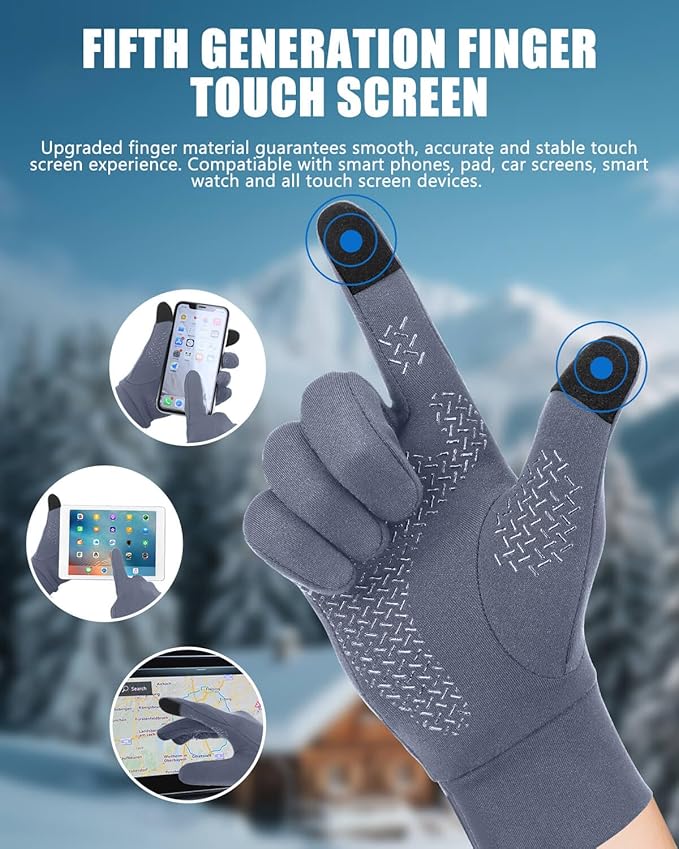 Aegend Lightweight Winter Gloves for Men Women, Warm Running Gloves Touchscreen Thermal Glove Liners for Cold Weather Driving, Cycling & Hiking, Non-Slip, Elastic Cuff, Stretchy, Durable