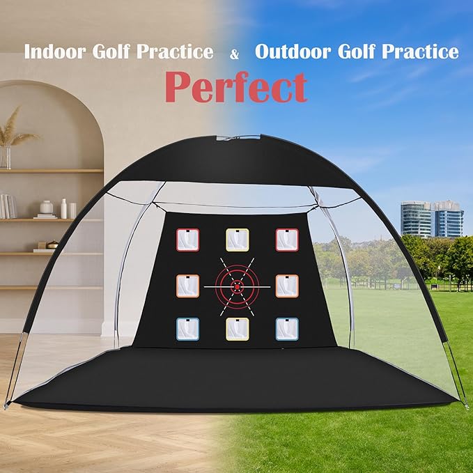 Golf Net, 10 x 7ft Backyard Practice net, Golf Hitting,Driving Net with mat for Indoor/Outdoor