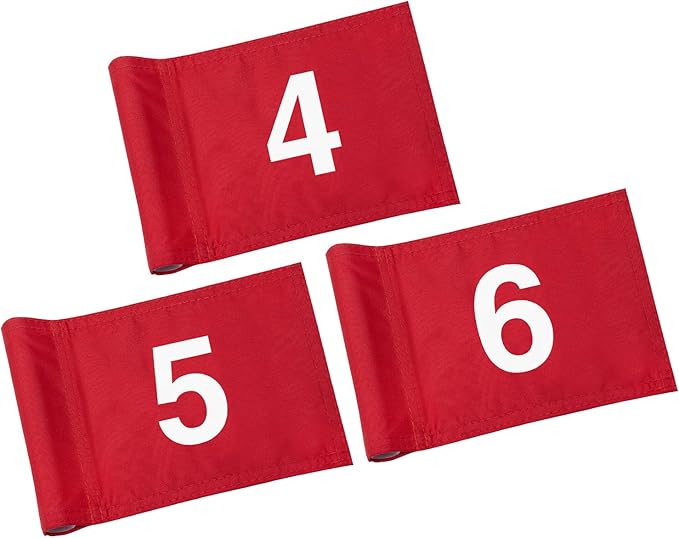 KINGTOP Numbered Golf Flag All 8x6 Inch – Upgraded Dual-Layer 420D Nylon, Double Sided Printing, Tube Inserted – Mini Practice Putting Green Flags for Yard