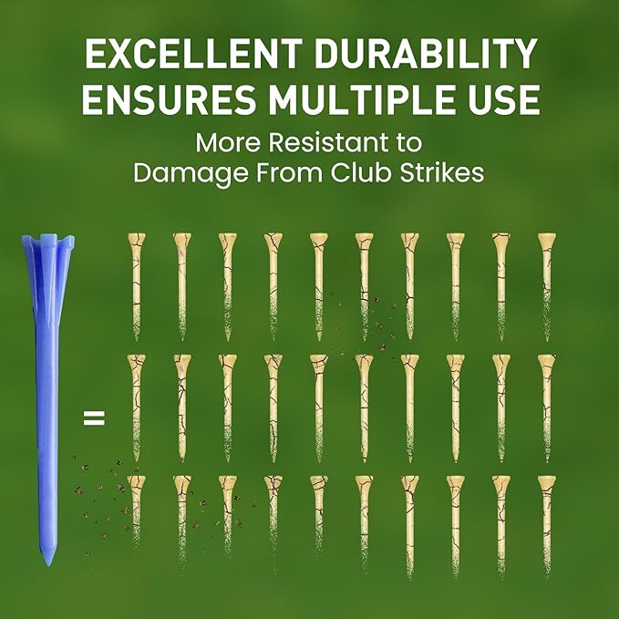 FINGER TEN Golf Tees Plastic Unbreakable Easy to Find Bulk Value 500 Count, 2 3/4 3 1/4 Inch Stable Tee Driving Range Reduce Friction, Green Red White USA Flag Practice
