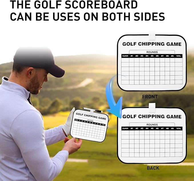 Golf Scorecard Board Erasable with 1 Free Pen, Plastic Write on Whiteboard Dry Erase Score Card Holder Accessories Gift for Men Women Golfer