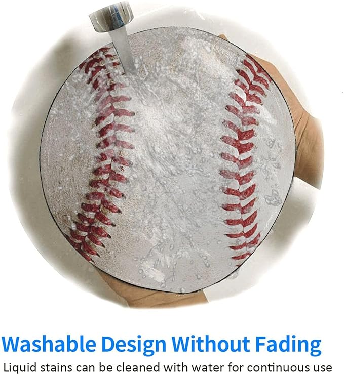 Novelty Dirty Baseball Ball Round Mouse Pad, Small Gaming Mousepad with Stitched Edge, Non-Slip Rubber Base Mouse Mat Office Desk Accessories for Laptop Computer Decor 7.9 X 7.9 Inch