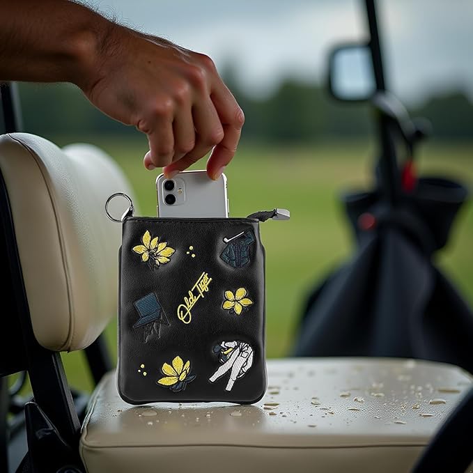 Swig Sip Golf Pouch Bag - Waterproof Compact Golf Ball & Tee Organizer, Handcrafted Zipped Pouch for Keys and Phone, Soft Fleece Lined, Golfing Gear for Course & Travel