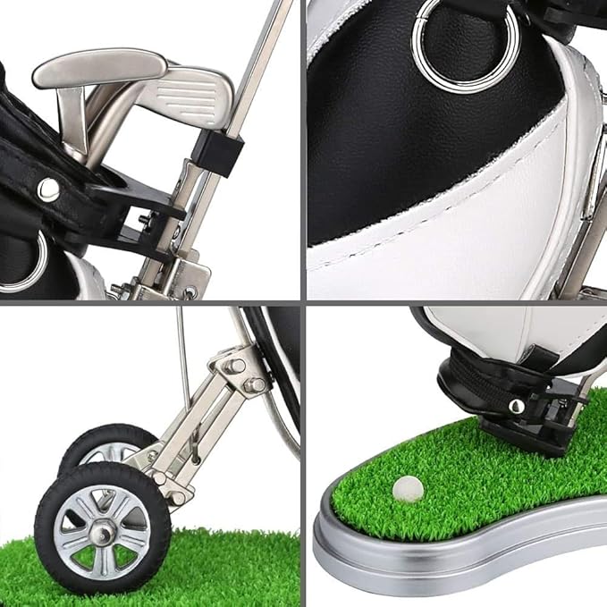 Golf Gift Golf Pens Holder, Golf Bag Holder with 3 Pieces Aluminum Pen Golf Bag Pencil Holder for Men
