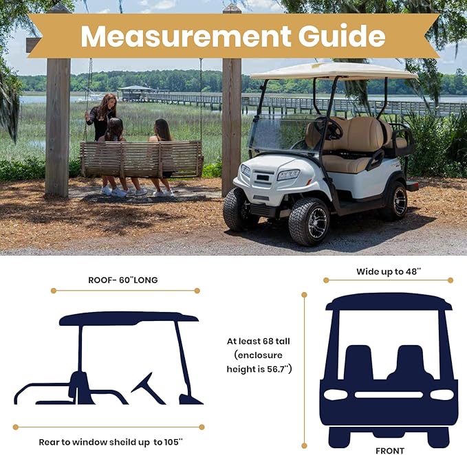 Leader Accessories 2 + 2 Person Golf Driving Enclosure 2 Over 4 Short Roof Passenger Golf Cart Cover (Black)