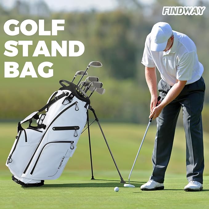 Findway 14 Way Golf Stand Bag, Lightweight Golf Bag with Stand for Men Women, Golf Club Carry Bag with Dual Strap, Full Length Dividers, Multiple Pockets, Golf Ball Holder