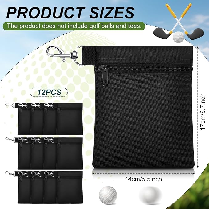 WILLBOND 12 Pcs Golf Tee Bag Holder Tee Pouch Golf Ball Carry Bag with Metal Lobster Claw Clip Multicolor Portable Accessories for Man Woman