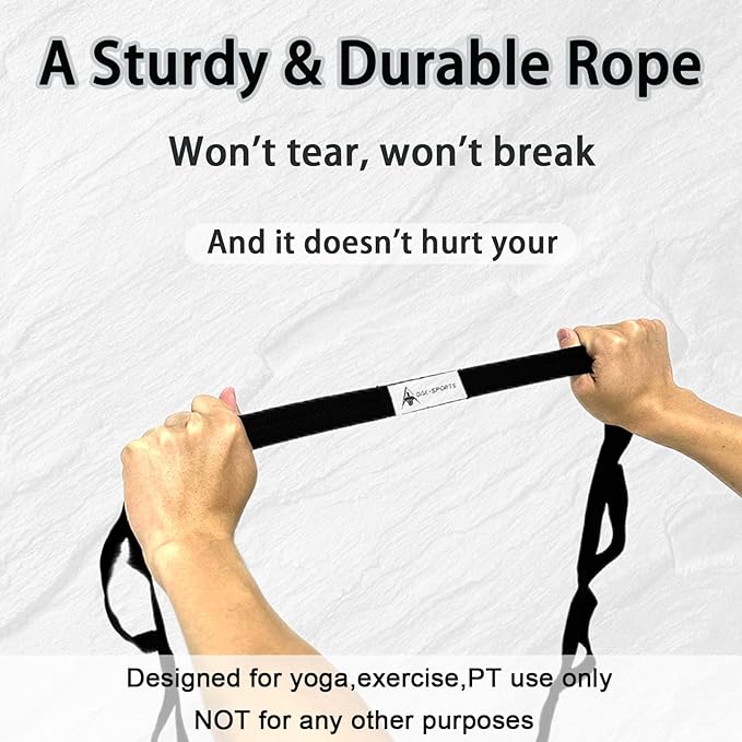 Stretching Strap Yoga Strap with Loops, Stretch Straps for Physical Therapy, Non-Elastic Exercise Strap for Pilates, Dance and Gymnastics with Workout Guide