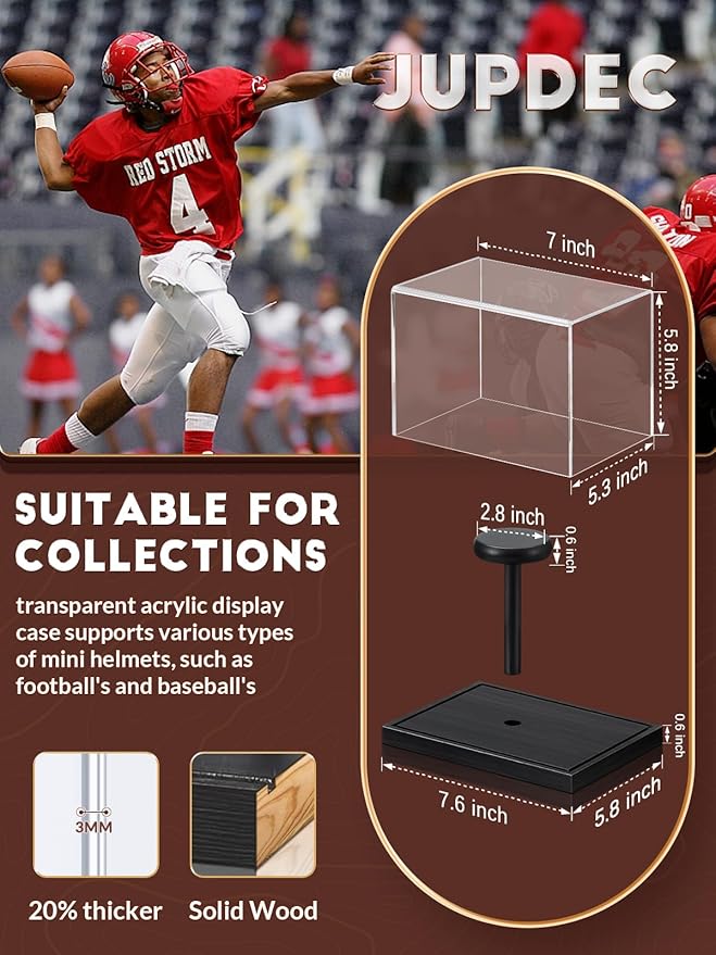 Clear Acrylic Mini Helmet Display Case, Protective Sports Memorabilia Storage Box