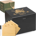 Golf Storage Box Golf Gifts - Golf Scorecard Collection Box with 5 Wooden Dividers - Golf Organizer for Scorecards, Photos, Keepsakes; Fathers Day Dad Gifts for Men from Wife (Black)