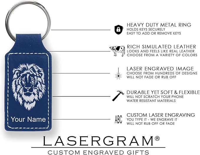 LaserGram Rectangle Keychain, Coat of Arms Germany, Personalized Engraving Included (Dark Blue)