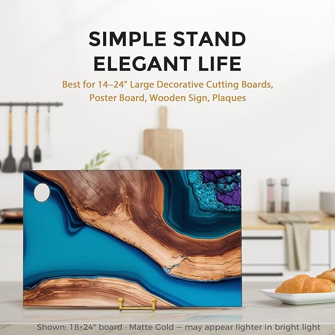 TR-LIFE 12 Inch Large Plate Stands/holder for Display - Metal Picture Frame Holder Stand + Small Easels for Platter, Book, Plaques, Photo, Tabletop Art (Gold 2 Pack)