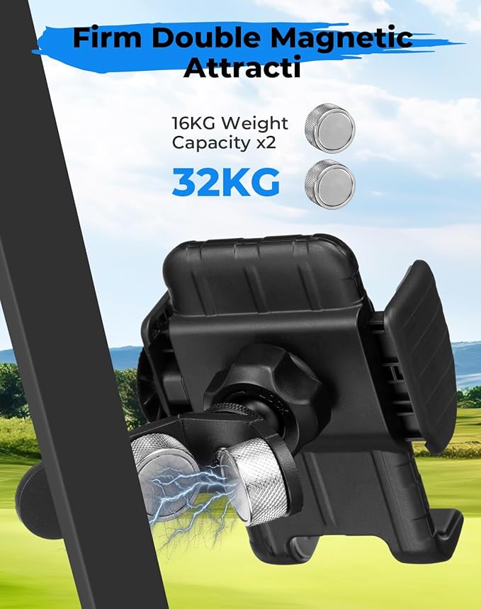 KEMIMOTO Magnetic Golf Cart Phone Holder Compatible with EZGO, Club Car, 360-Degree Rotatable Universal Phone Mount Bracket Suitable for iPhone, Pixel, Galaxy