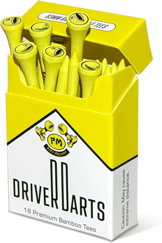 Driver Darts by P*ss Missile, Premium Bamboo Wood Golf Tees - Iconic Tee Packging and Style, Cool Golf Gifts