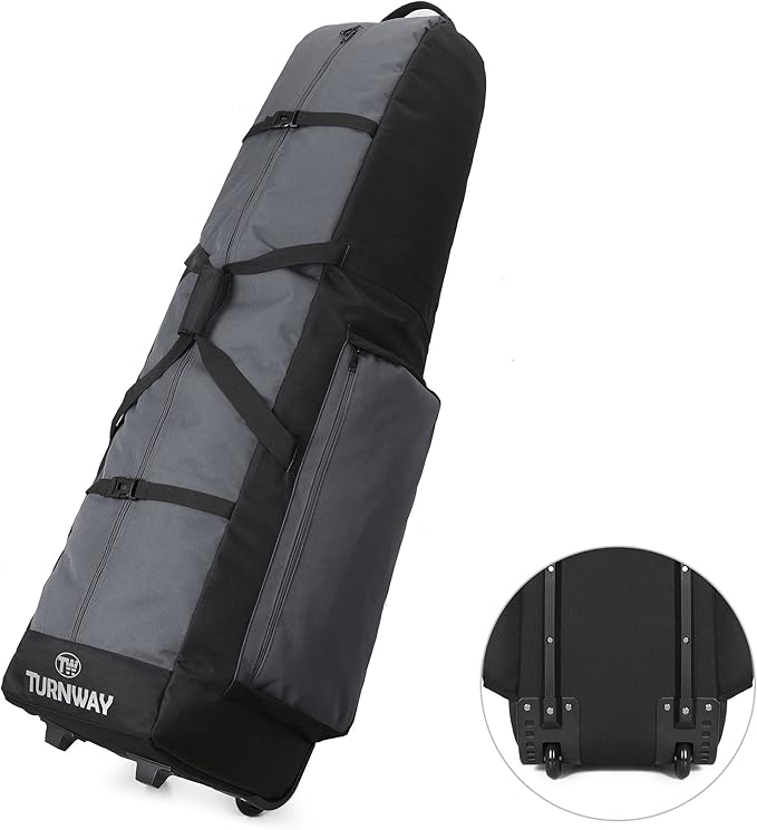 Foldable Padded Golf Travel Bag, Heavy Duty 900D Polyester Golf Club Bag Waterproof Golf Carry Bag Cart Bag with Wheels, Soft-Sided Spacial Size for Golf Gear Transportation