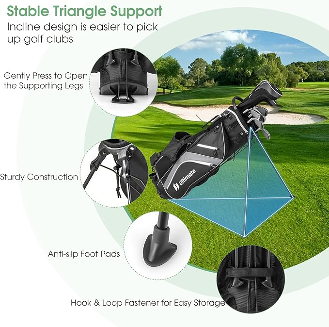 KOTEK Golf Stand Bag, 14 Way Top Divider Golf Club Bag with Cooler, 6 Zippered Pockets, Rain Hood & Adjustable Dual Shoulder Straps, Lightweight Golf Bag for Men Women