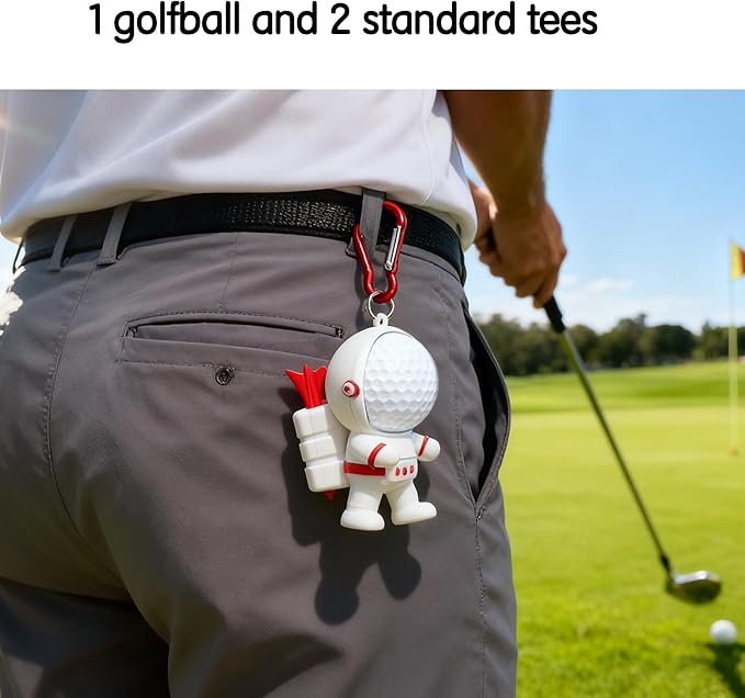 Golf Tee Holder, Astronaut-Shaped Golf Tee Holder and Phone Stand, Fun Golf Accessories for Men and Women, Stylish Golf Bag Accessory and Golf Gift