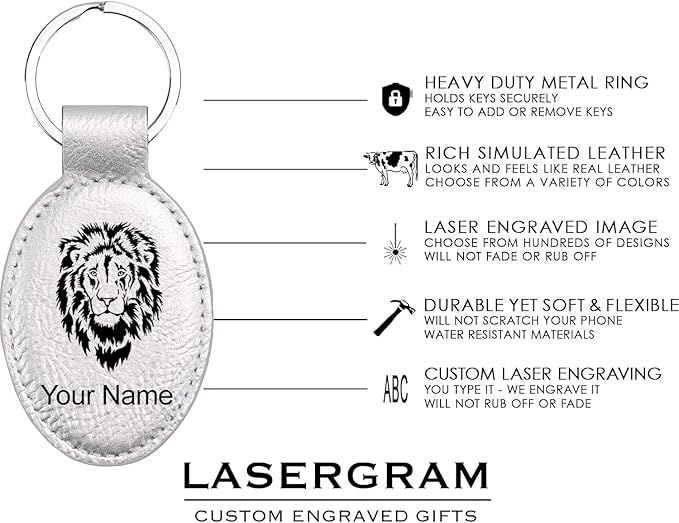 LaserGram Oval Keychain, Off Road Racer, Personalized Engraving Included (Silver)