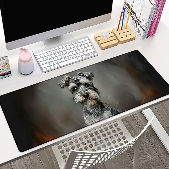 Schnauzer Gaming Mouse Pad Gifts 31.5" x 11.8", Non-Slip Rubber Base MousePads for Computers Laptop School Office Home Accessories Decor, Mouse Pad, Keyboard Desk Mat