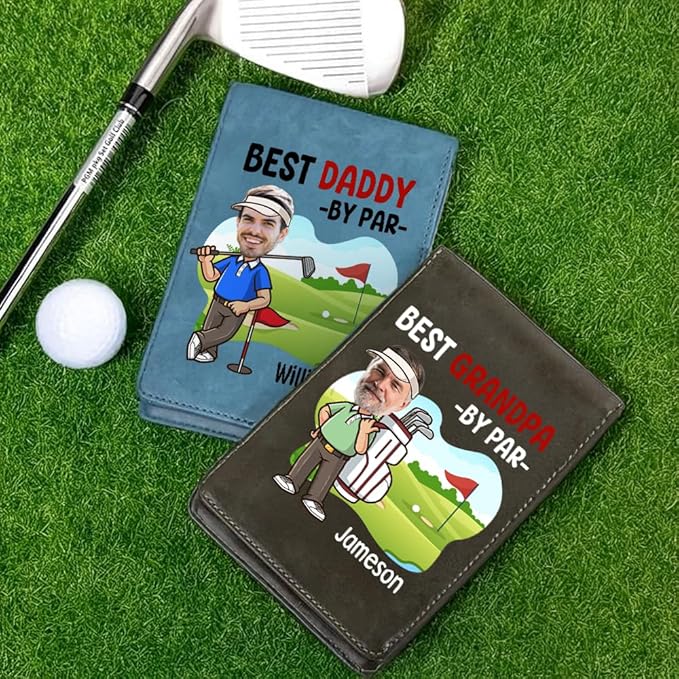 Personalized Leather Golf Scorecard Holder Customize Name Golf Yardage Book Cover Accessories Father Day Christmas Birthday Gifts for Men Women