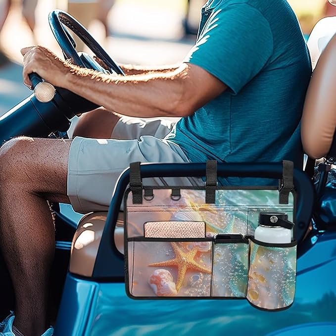 Fashion Golf Cart Rear Seat Organizer Lightweight Storage Bag Accessories for Club Car, Wheelchair and Walker