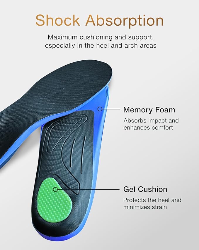 Premium Quality Gel Shoe Insoles from Japan, Shock Absorption, High Arch Support, Walking, Golf Insoles Men, Shoe Inserts Women, Shoe Insoles Women, Shoe Inserts Men, Unisex Sole Inserts, L