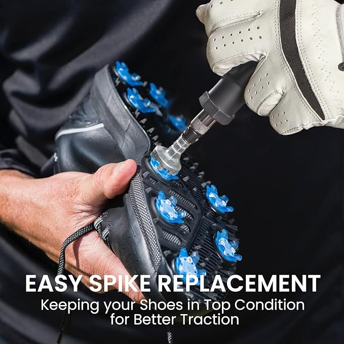 Golf Spike Wrench Shoes Ratchet Action Remover Adjustment Tool Set Durable Stainless Steel Cleats Plastic Handle Ripper Replacement Aid