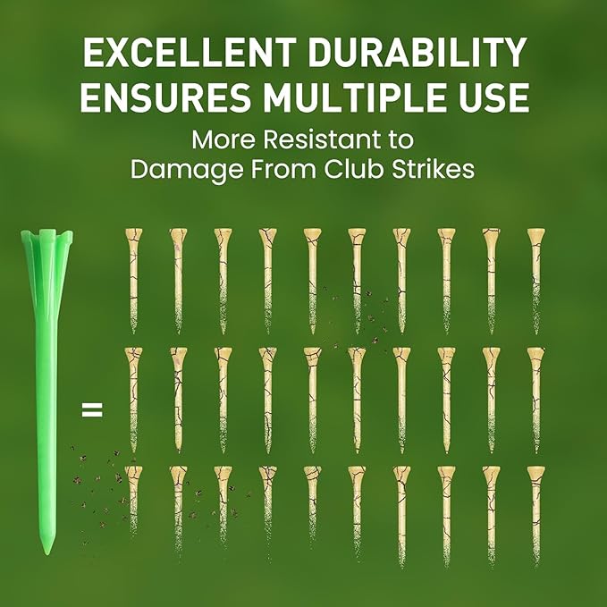FINGER TEN Golf Tees Plastic Unbreakable Easy to Find Bulk Value 500 Count, 2 3/4 3 1/4 Inch Stable Tee Driving Range Reduce Friction, Green Red White USA Flag Practice