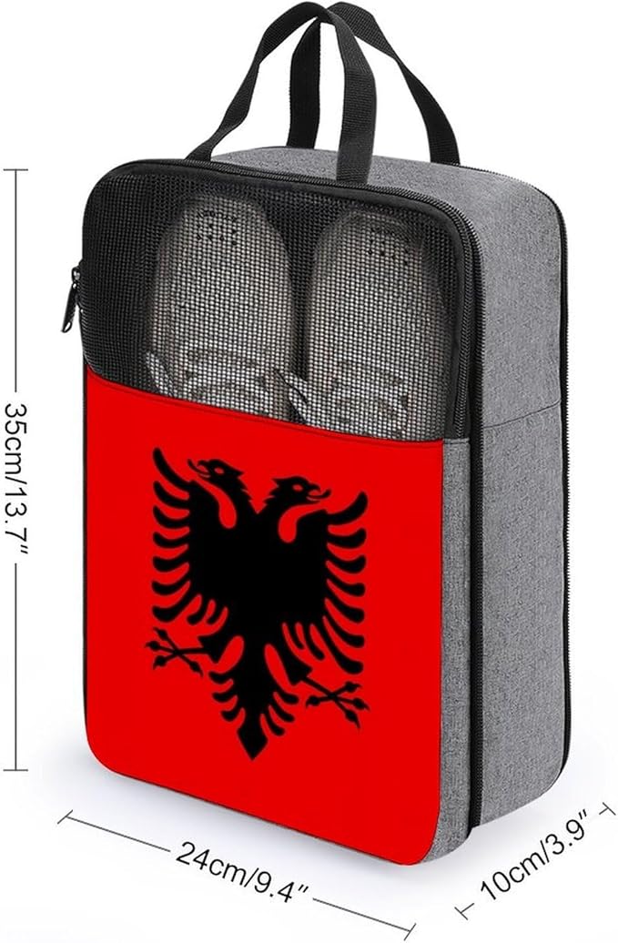 Reusable Portable Shoe Bag Albania Flag Golf Shoe Dust Bags for Man and Women Travel Sneaker Organizer with Handle