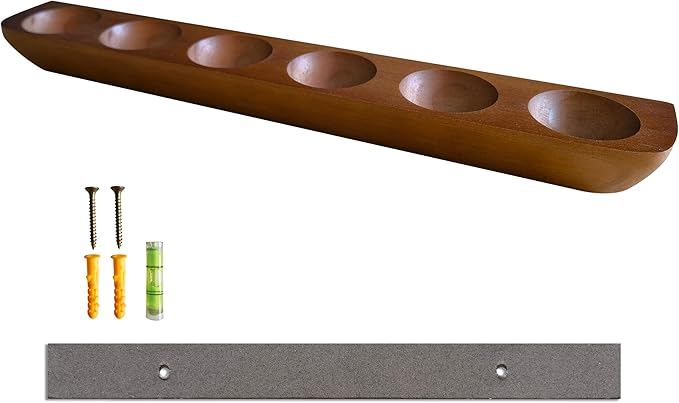 1-Pack Wood Golf Ball Display Case, Floating Shelf Golf Ball Holder Display for 6 Ball - Wall Mount/Tabletop Stand, Office Decor & Memorabilia Gift for Golf Collectors