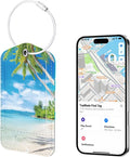 TopMade Smart Luggage Tag with Find My, Premium Leather Luggage Tags for Suitcase, Travel Bags, Backpacks, Anti-Lost Suitcase Tag Tracker for Travel with Privacy Name Card, Rechargeable