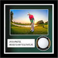Golf Ball Case Display,9.8"x8.6"Golf Ball Holder Display,Hole in One Display Case,with 4x6 Photo Frame,Solid Wood HD Glass Golf Display (Black) ﻿