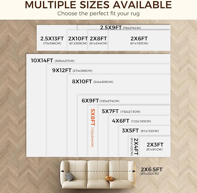 BAGAIL BASICS 5 x 8 FT Rug Pad Gripper for Hardwood Floors, Non Slip Rug Pads for Area Rugs, Extra Thick Under Rug Padding, Protect Your Rugs & Floors