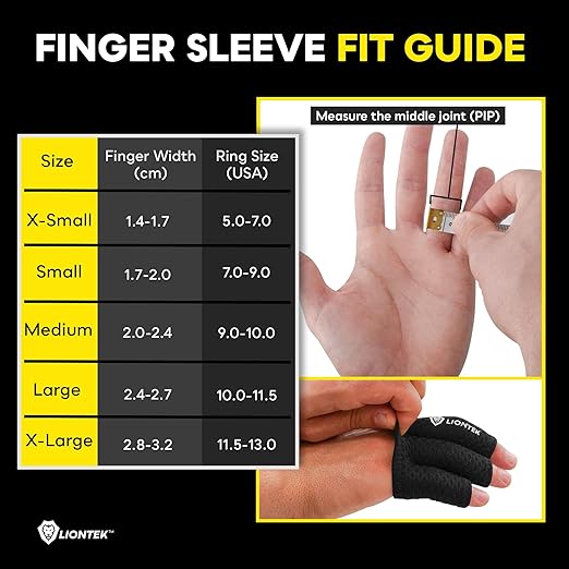 LIONTEK Triple Flow Finger Sleeve V3 Pair — Joint Support & Compression for Activity, BJJ, Fitness, Volleyball, Basketball, and More