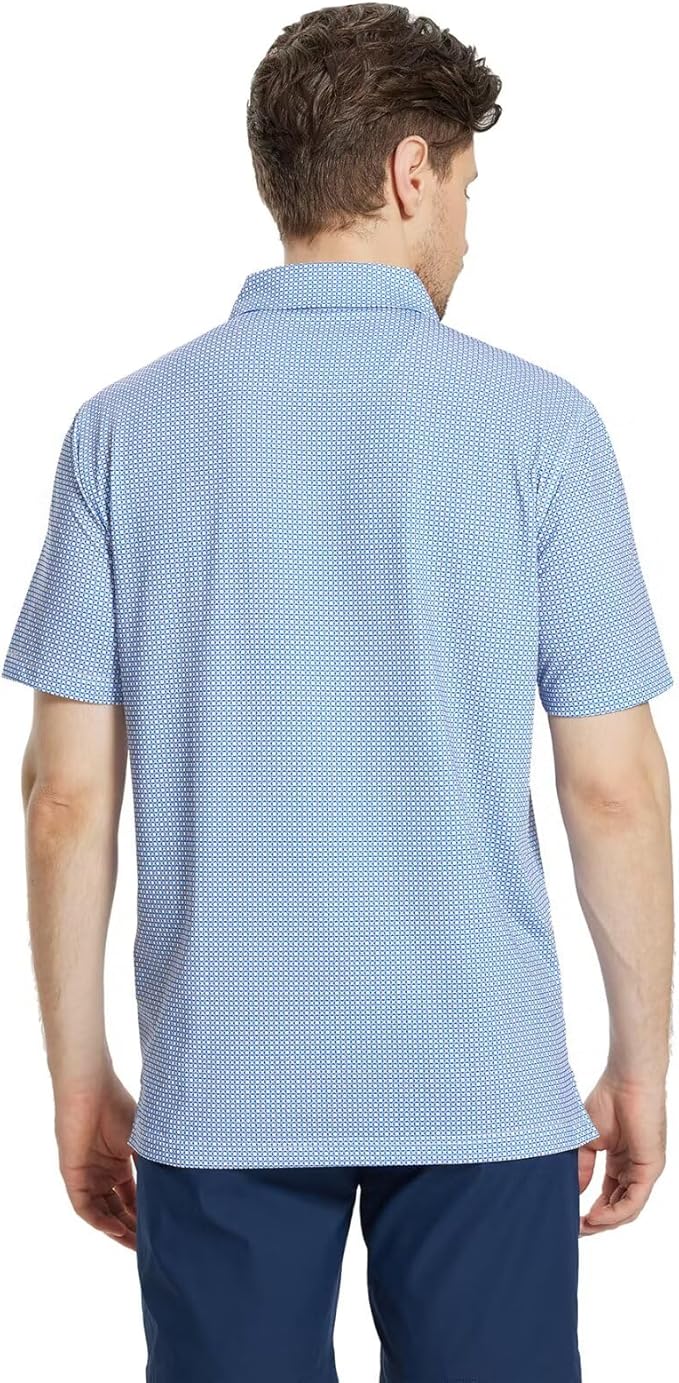 M MAELREG Mens Golf Shirt Short Sleeve Dry Fit Print Moisture Wicking Performance Patterns Collared Polo Shirt