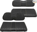 Golf Cart Front and Rear Seat Covers Waterproof and Sun Resistant Marine Grade Vinyl Leather Seat Cover Accessories for Club Car Precedent 2004+, Black(4PCS)